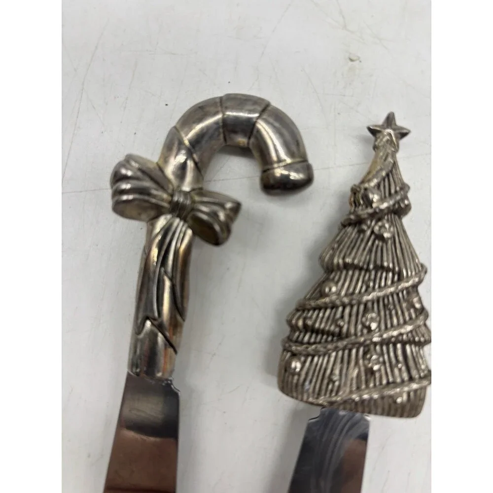Christmas Charcuterie Spreaders 4 Holiday Wallace Silversmiths Silverplate Santa